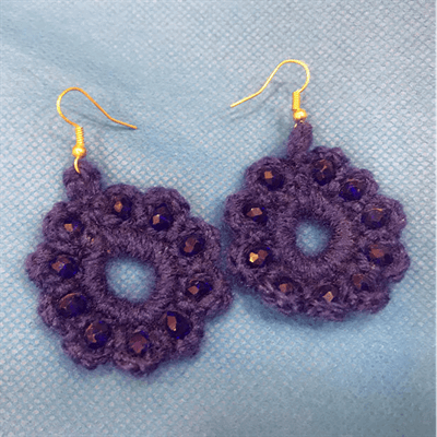 Purple Woolen Earring