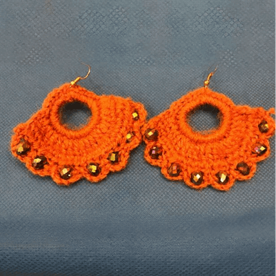 Orange Color Woolen Earring